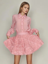 Shirt Ruffled Fringe Hem Skirt Two Piece Set